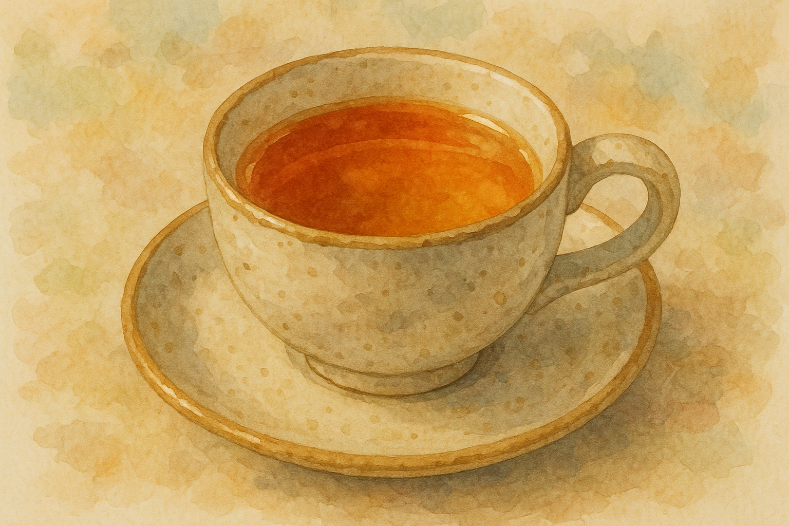 따뜻한 차와 도자기 컵