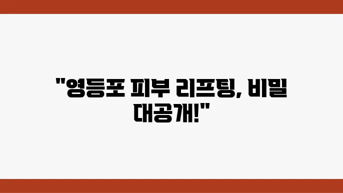 서울 영등포구 피부 리프팅 잘하는 곳