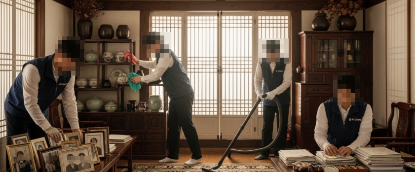 특수 청소중