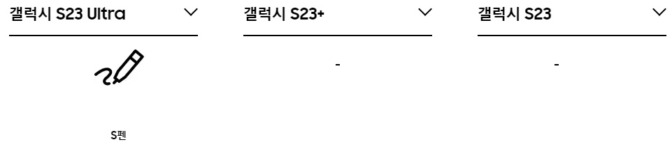 갤럭시 S23 시리즈 S펜 유무