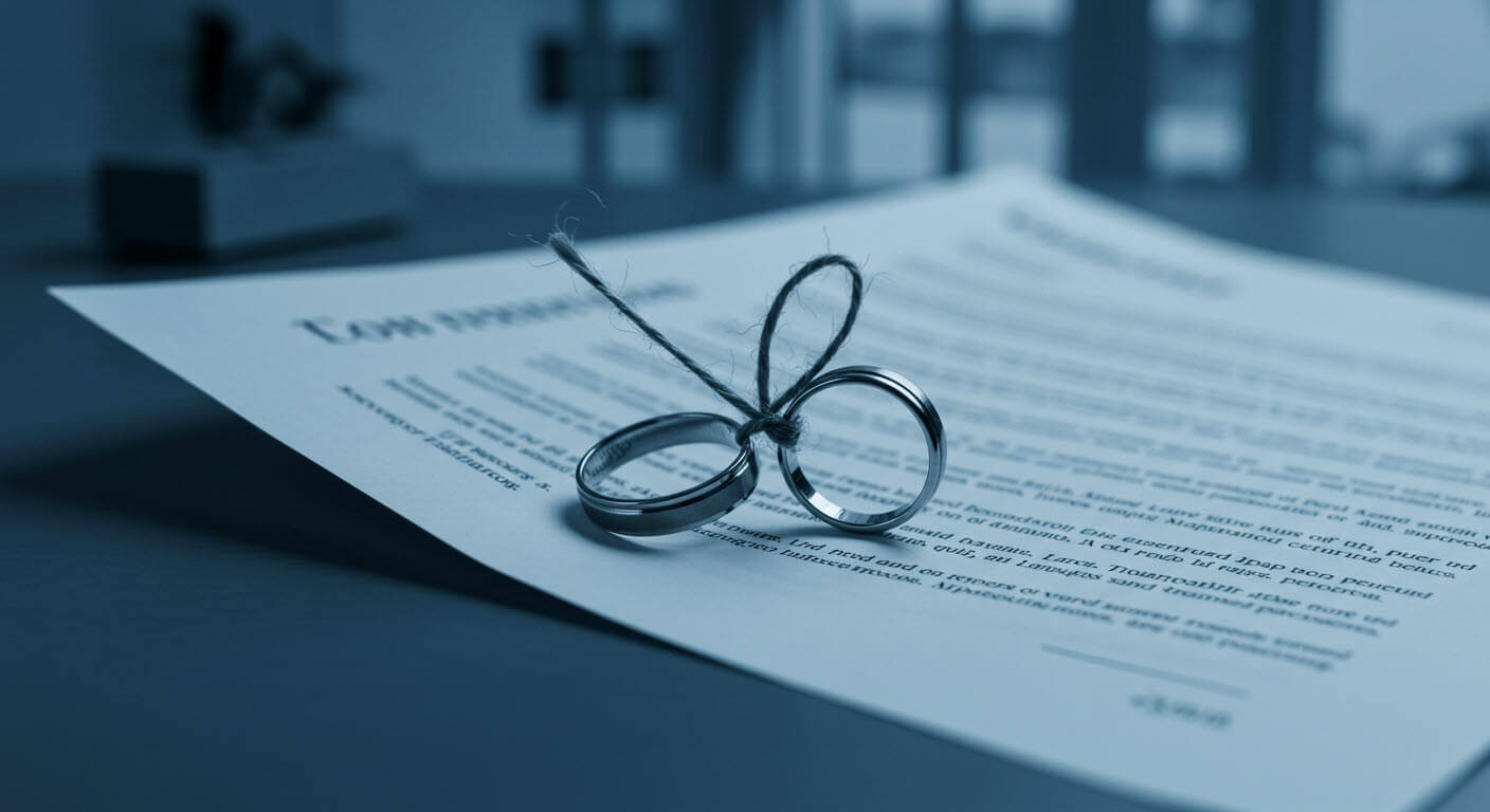 반지두개가 종이위에 매듭이 되어있는 사진