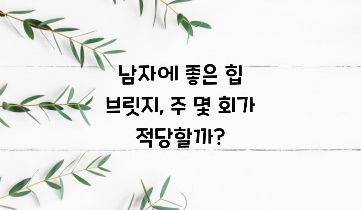 남자에 좋은 힙 브릿지 주 몇 회