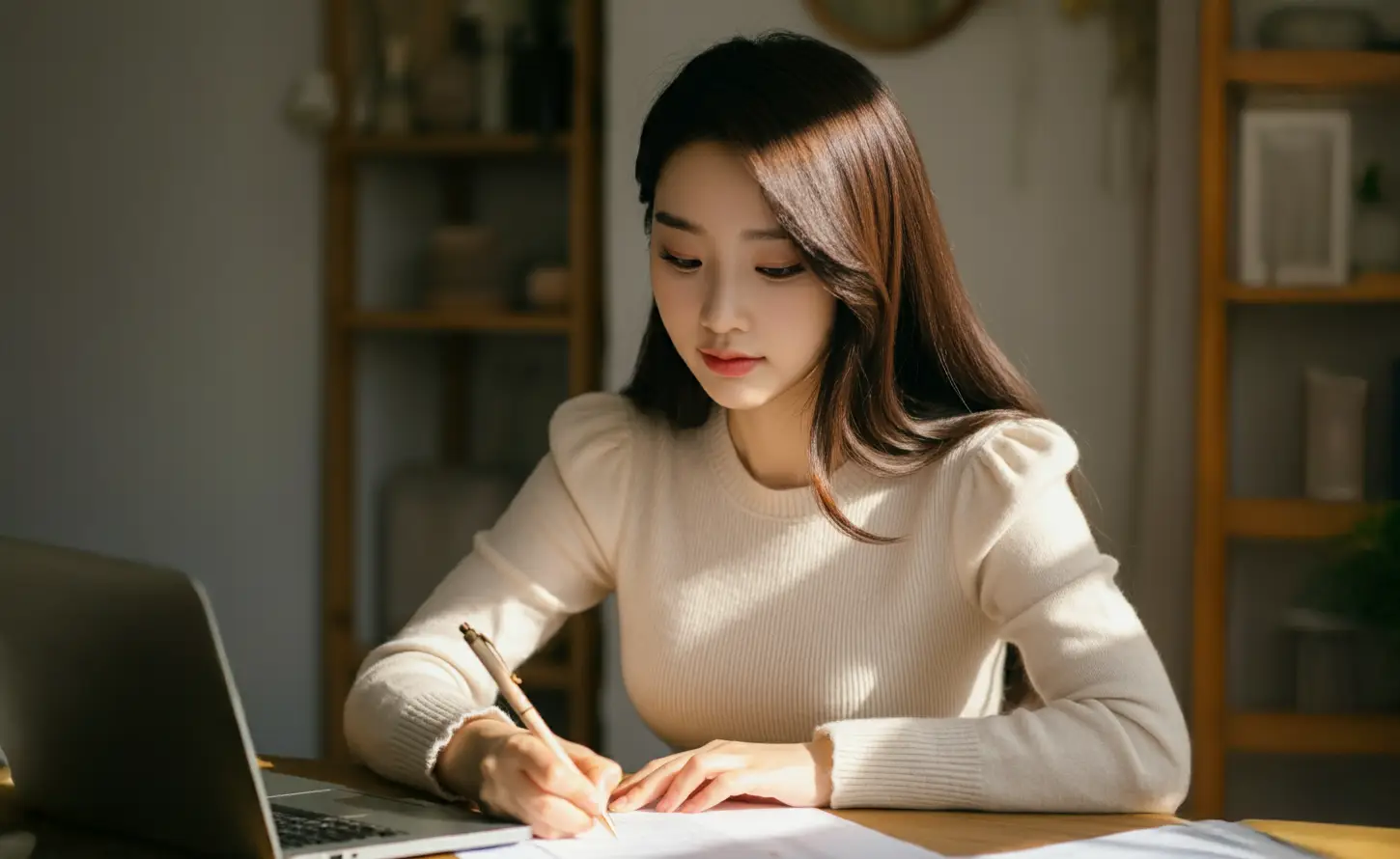 문서를 작성하는 여성