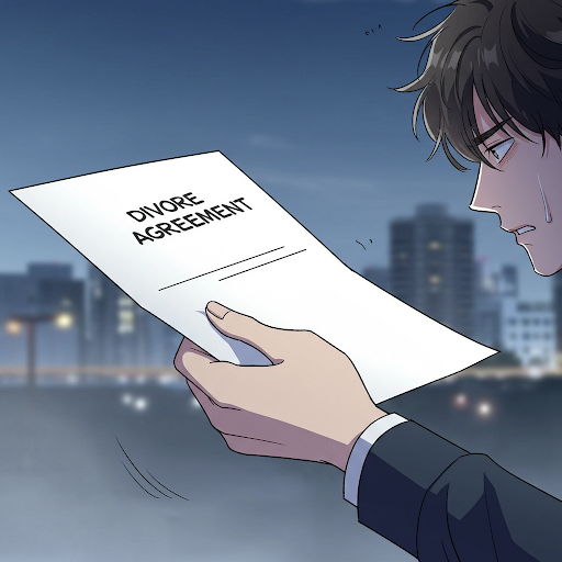 협의이혼 서류를 들고 있는 손