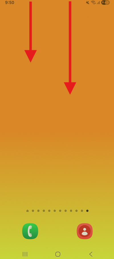 1. 홈 화면 상단에서 아래로 쓸어내리기