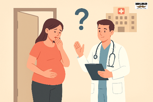 산부인과 찾은 산모 모습 이미지