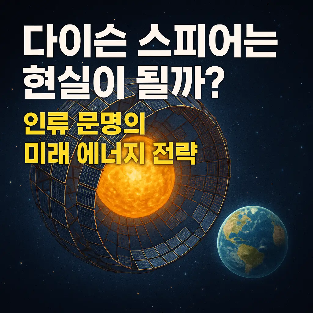 태양을 둘러싼 다이슨 스피어 개념을 묘사한 블로그용 썸네일 이미지