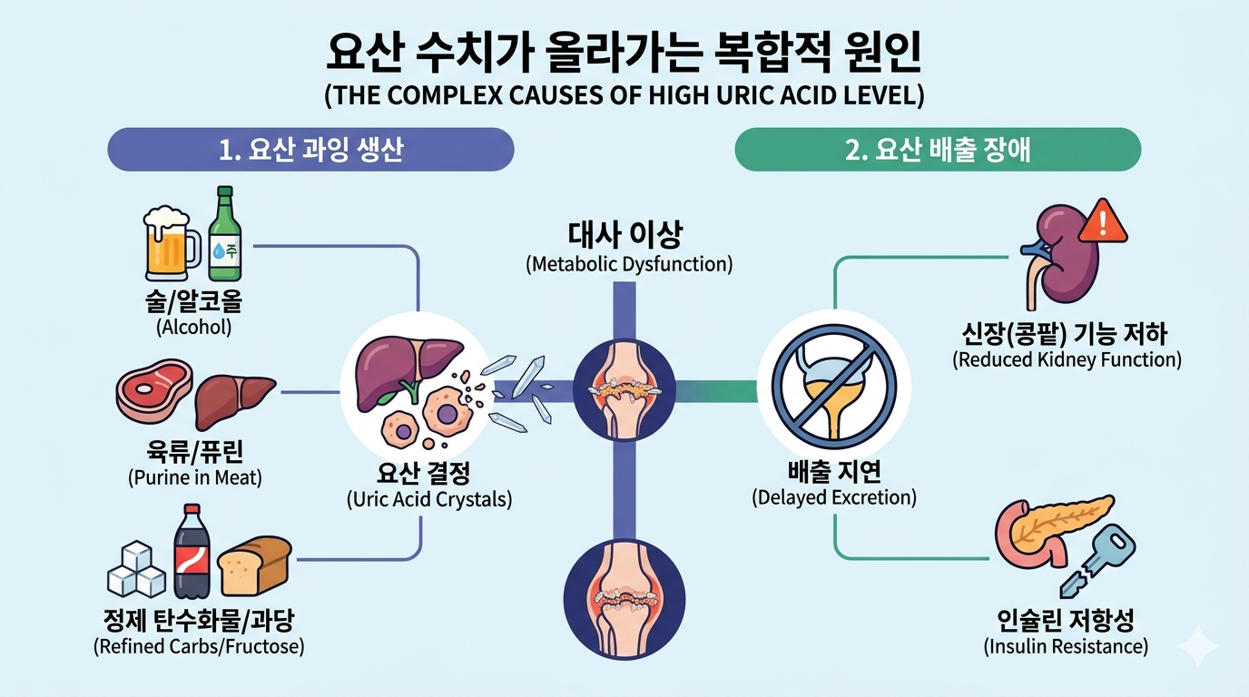 통풍(요산 결정, 급성 발작, 대사질환)