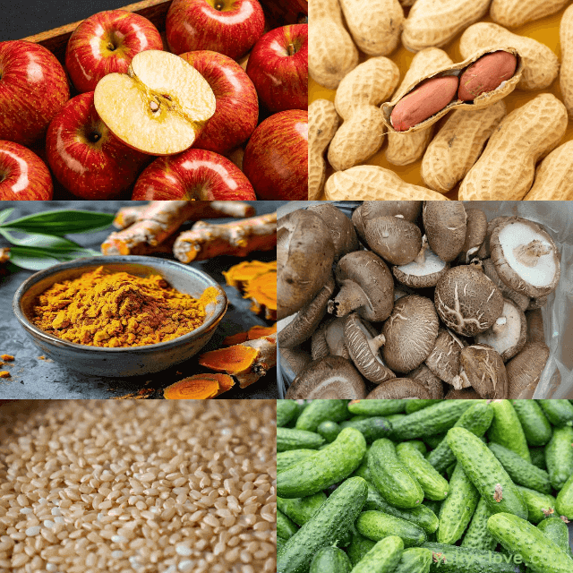 고지혈증에 좋은 사과, 강황, 오이, 표고버섯, 견과류, 현미