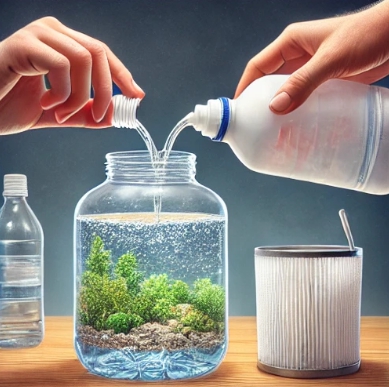 물병에 물 을 담고 있는 모습