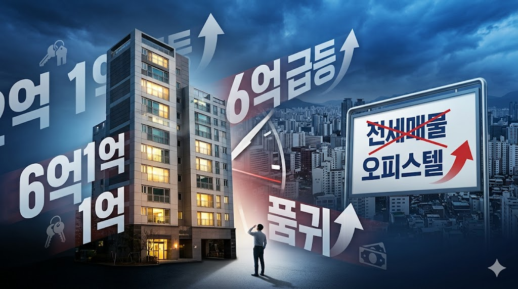 전세난 심화 현상이 빚는 사회현상을 그린 이미지