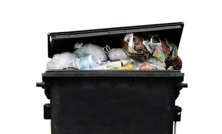 쓰레기가 가득찬 쓰레기통 사진