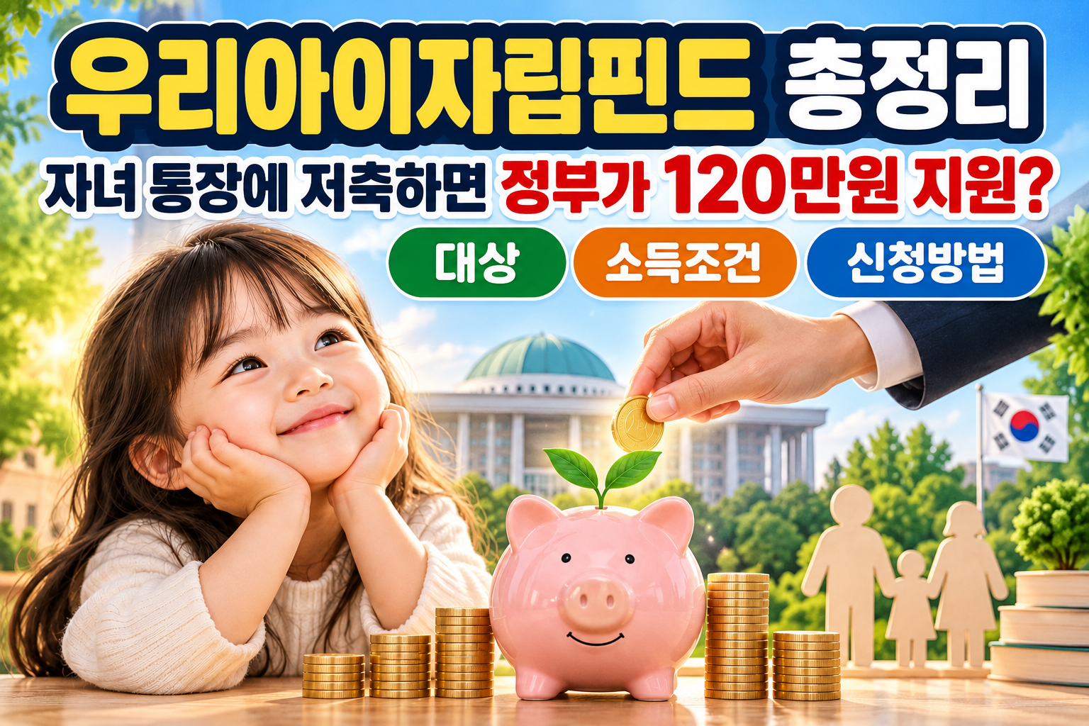 우리아이자립펀드 총정리｜자녀 통장에 저축하면 정부가 120만원 지원? 대상&middot;소득조건&middot;신청방법 관련 사진