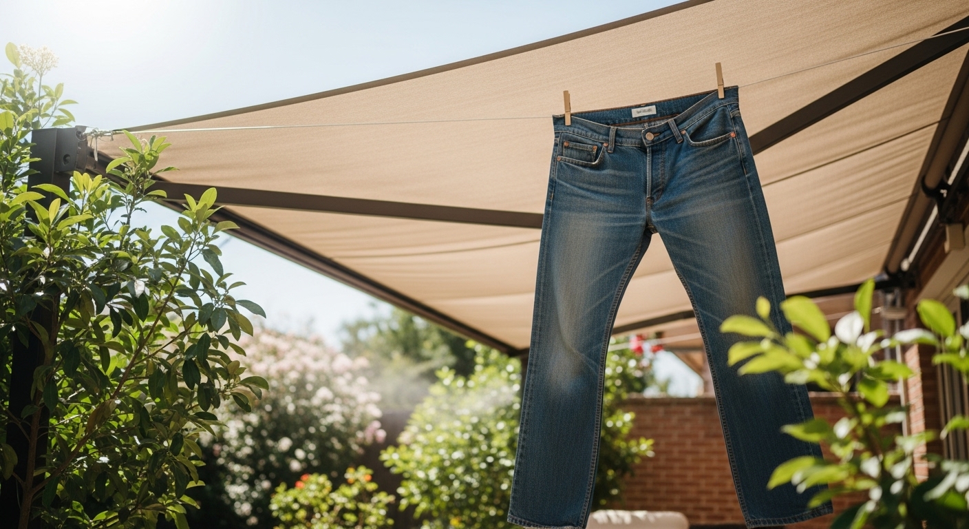 청바지 그늘에서 자연건조