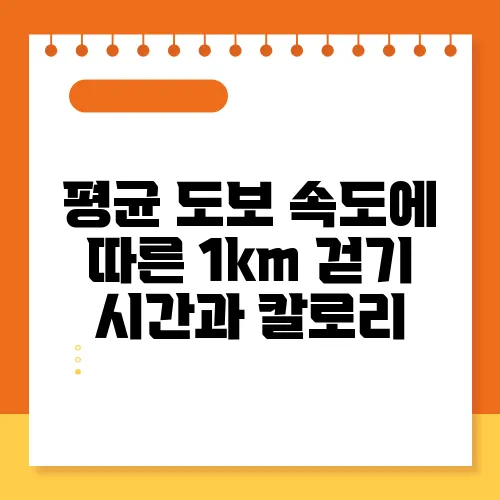 평균 도보 속도에 따른 1km 걷기 시간과 칼로리
