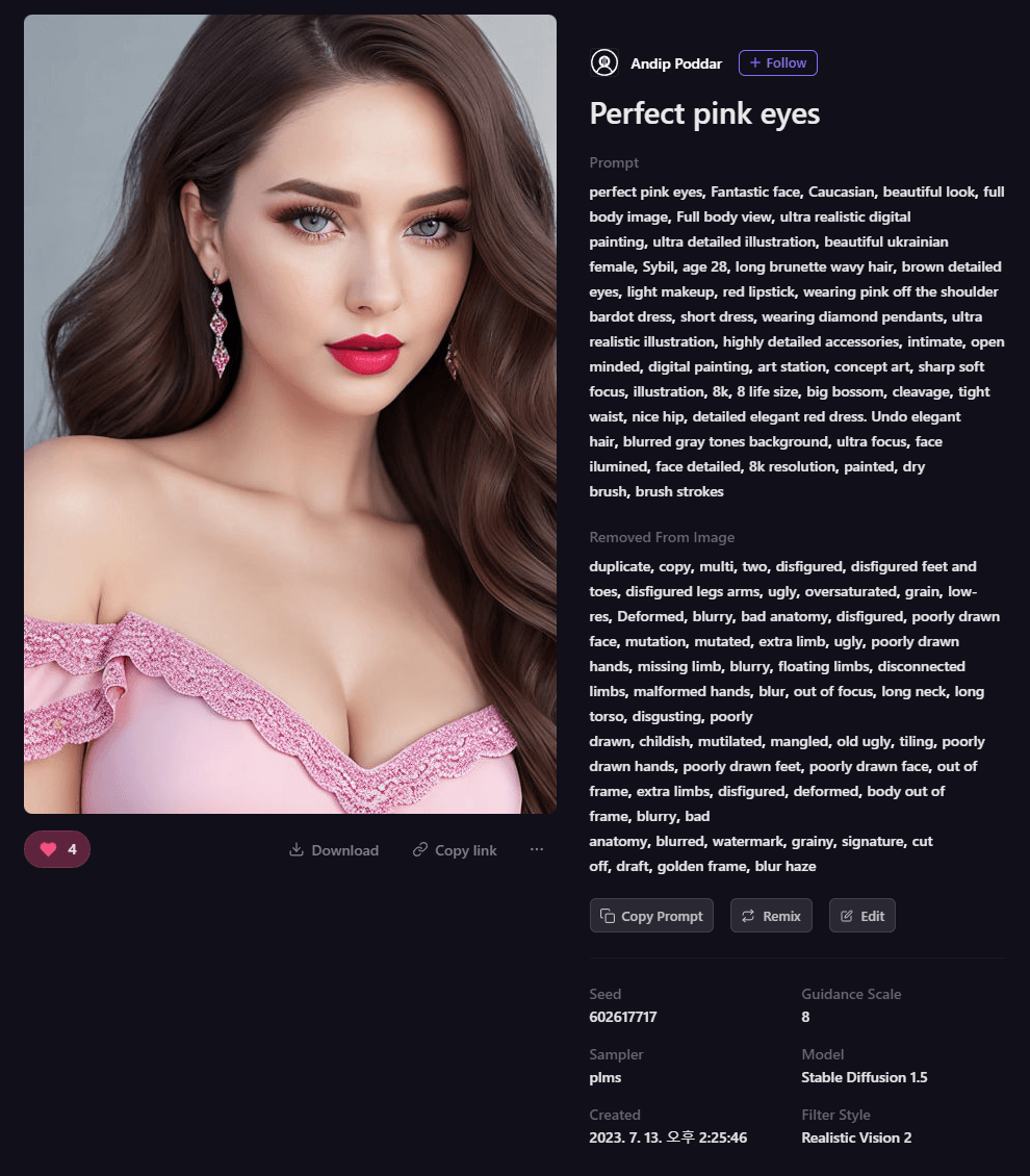 Playground AI 그림 - 짙은 화장의 미인