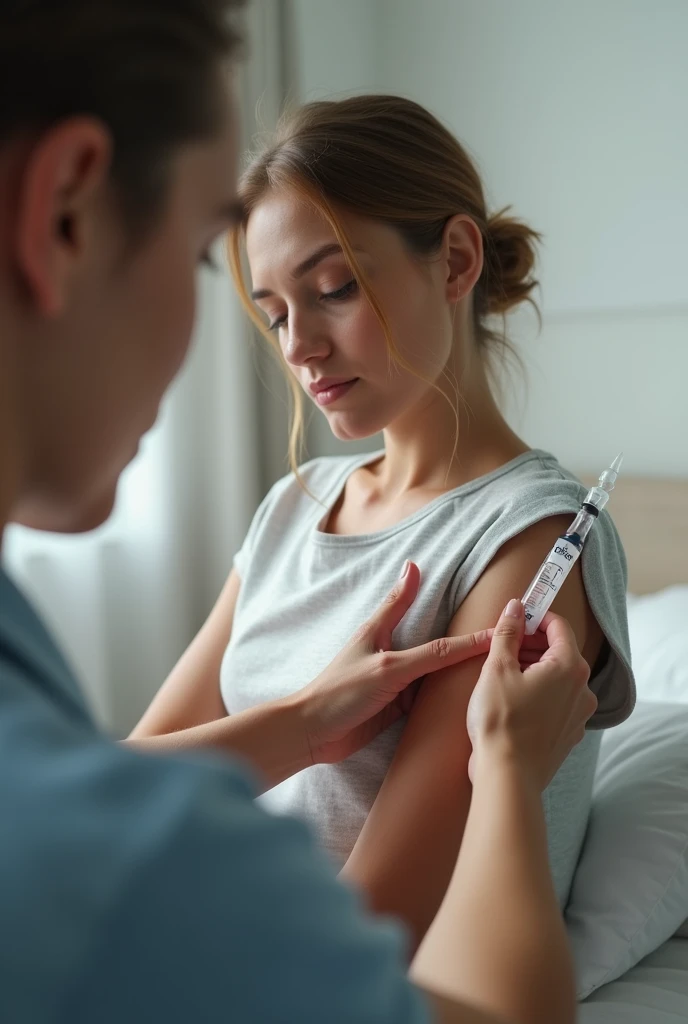 예방 접종을 맞는 여자