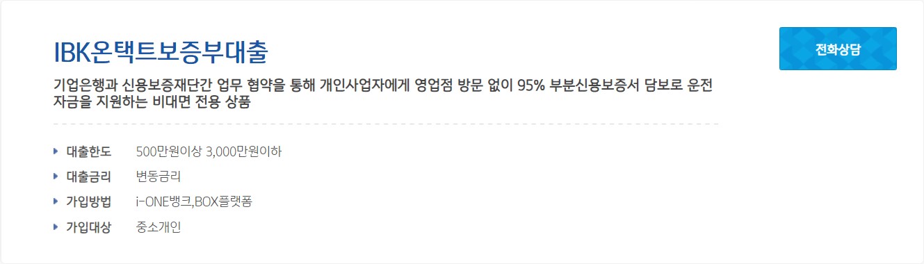 IBK 온택트 보증부대출