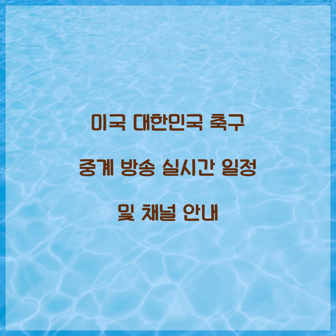 미국 대한민국 축구 중계 방송