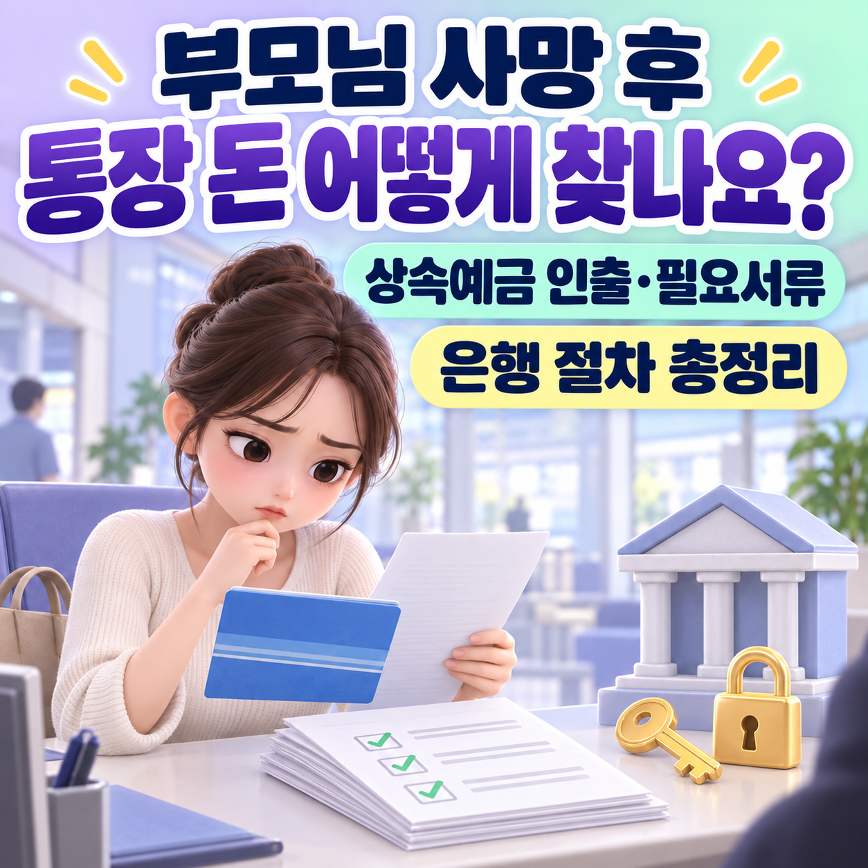 부모님 사망 후 통장 돈 어떻게 찾나요? 상속예금 인출·필요서류·은행 절차 총정리