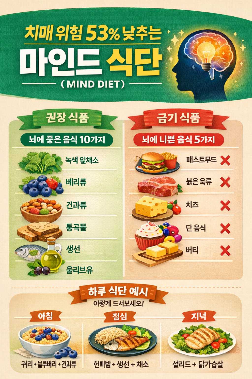 치매 위험 53% 낮추는 마인드 식단