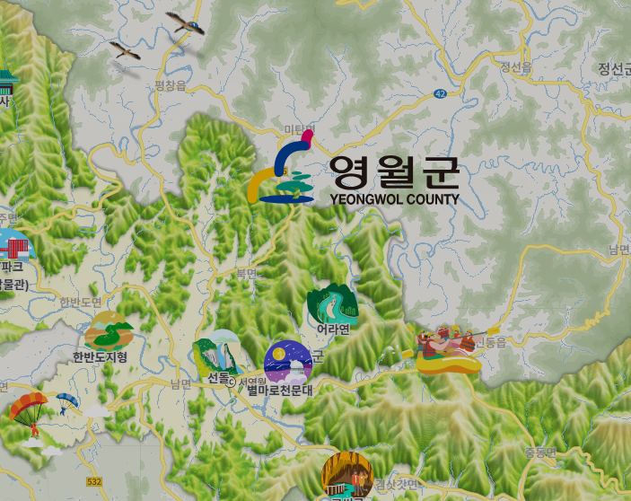 영월군 스마트 관광 전자지도 바로보기 (https://yeongwol.dadora.kr)