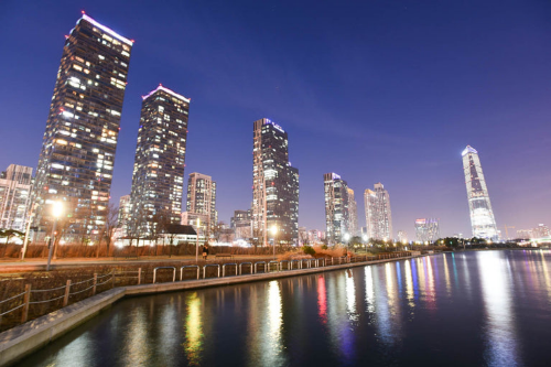 인천 송도 센트럴파크 야경 사진