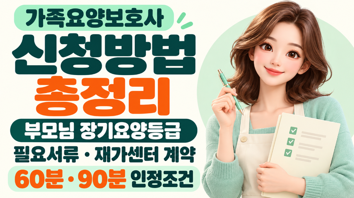 가족요양보호사 신청방법 총정리｜부모님 장기요양등급&middot;필요서류&middot;재가센터 계약&middot;60분 90분 인정조건