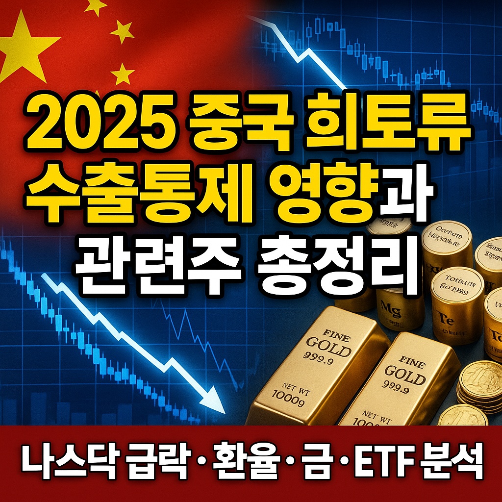 2025 중국 희토류 수출통제 영향과 관련주 총정리｜나스닥 급락·환율·금·ETF 분석