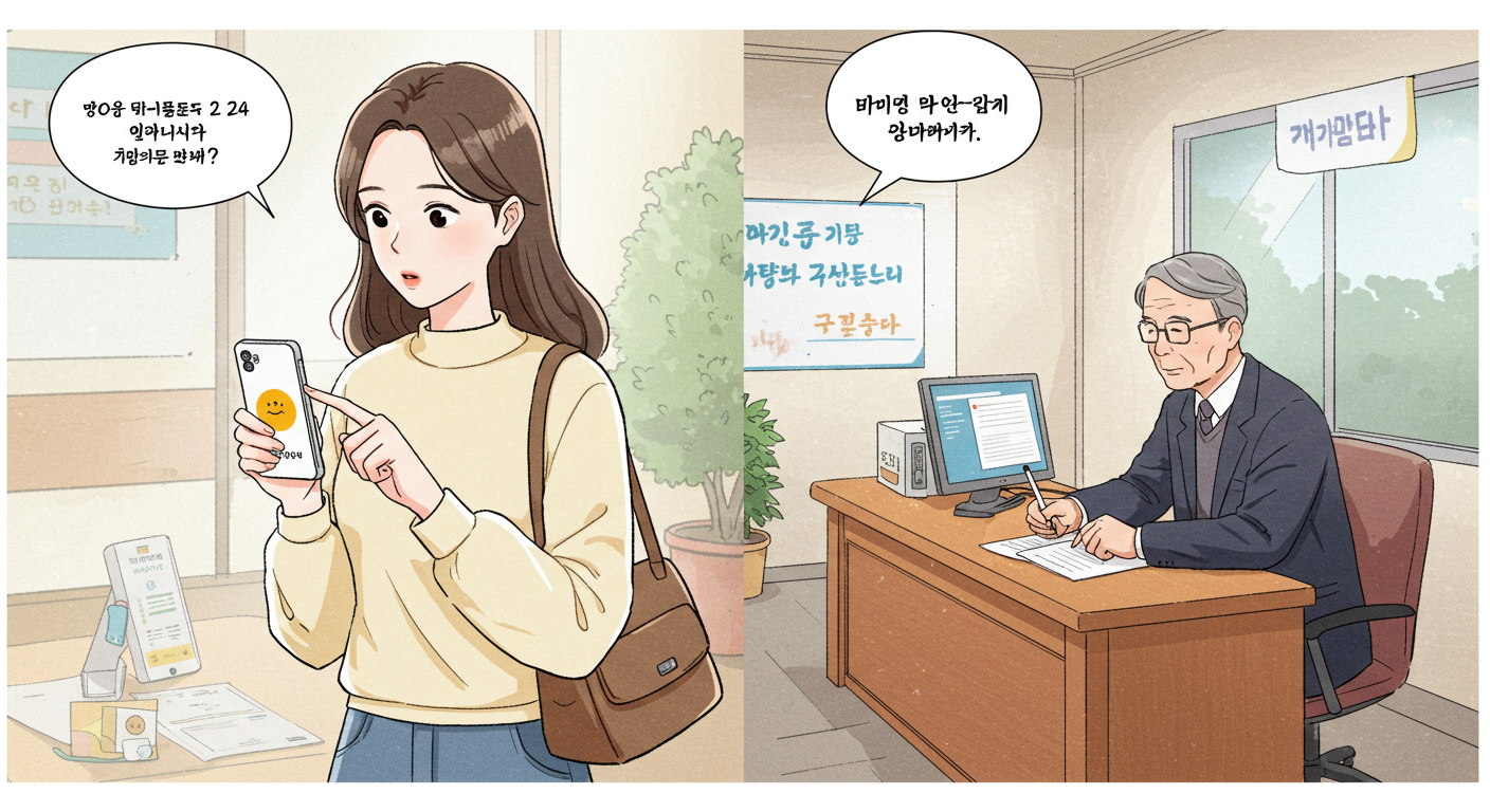 민생지원금 대상자 확인과 신청 절차 장면