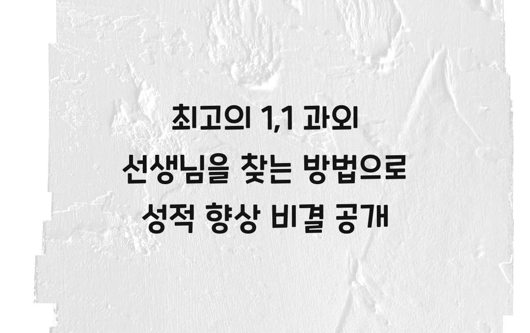 최고의 1:1 과외 선생님을 찾는 방법 (과외 효과 극대화하기)