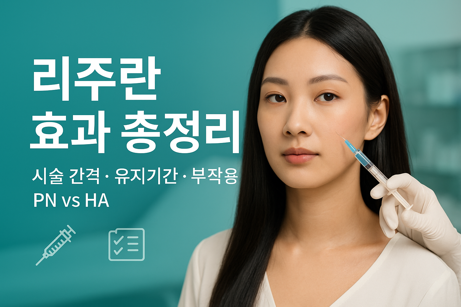 피부과에서 리주란(PN) 스킨부스터 주사 시술 장면