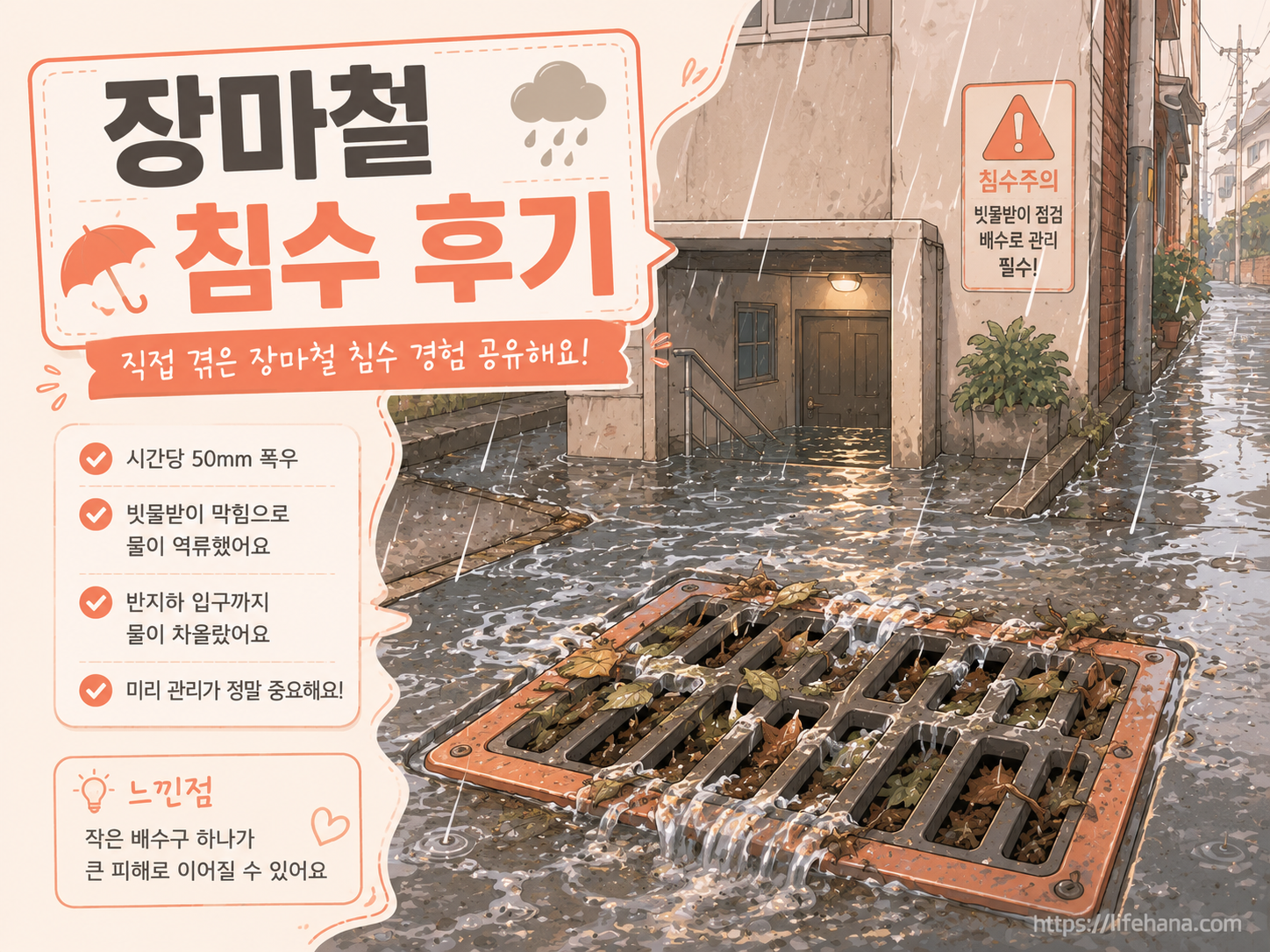 이물질이 쌓인 도로변 빗물받이 덮개