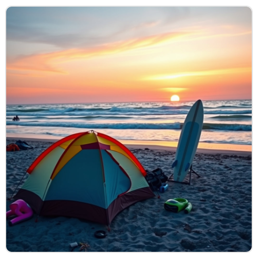 바다 캠핑 사진