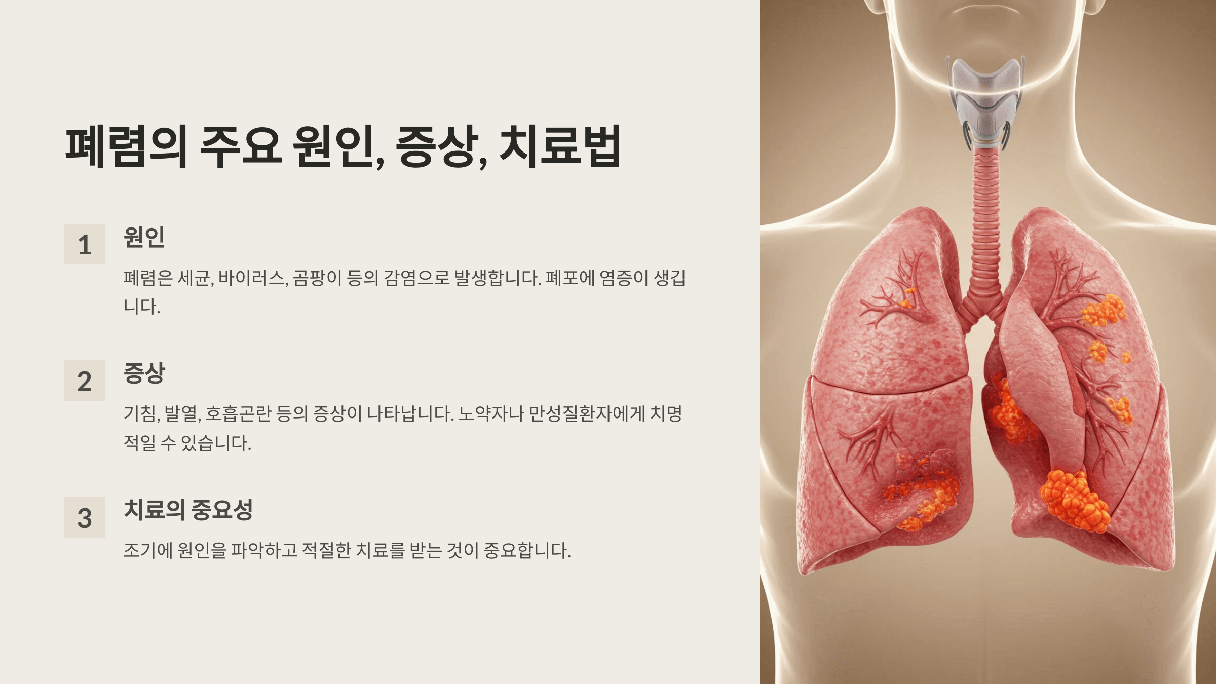 폐렴의 주요 원인, 증상, 치료법