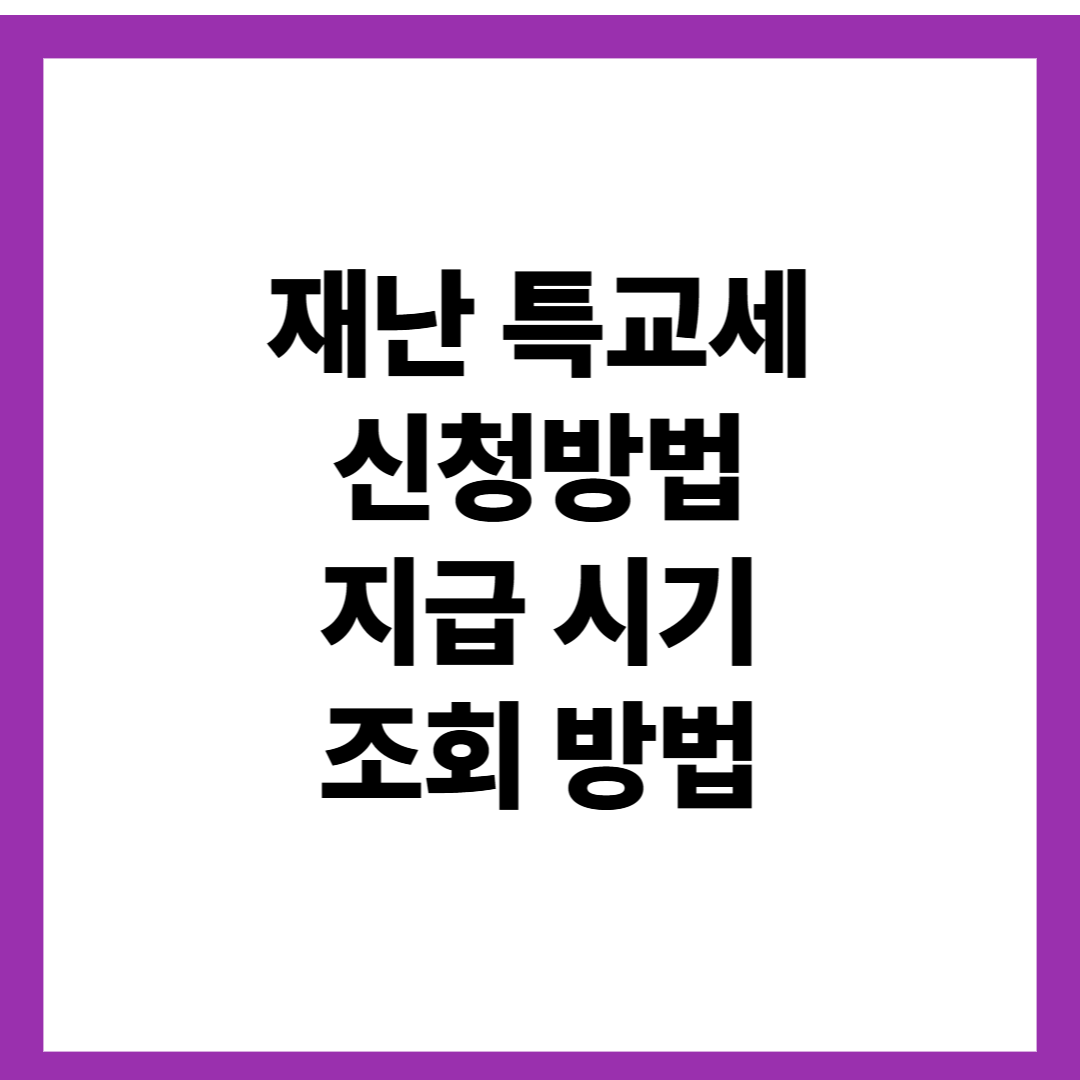 재난 특교세 신청방법 및 지급 시기부터 조회까지
