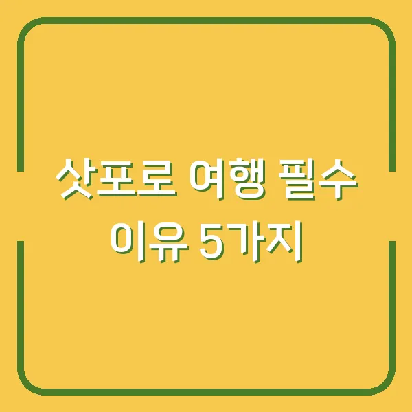 삿포로 여행 필수 이유 5가지