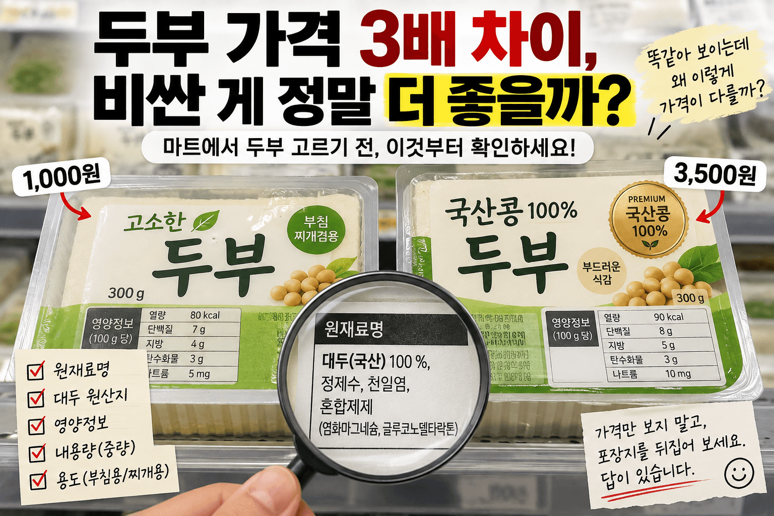 두부 가격 3배 차이