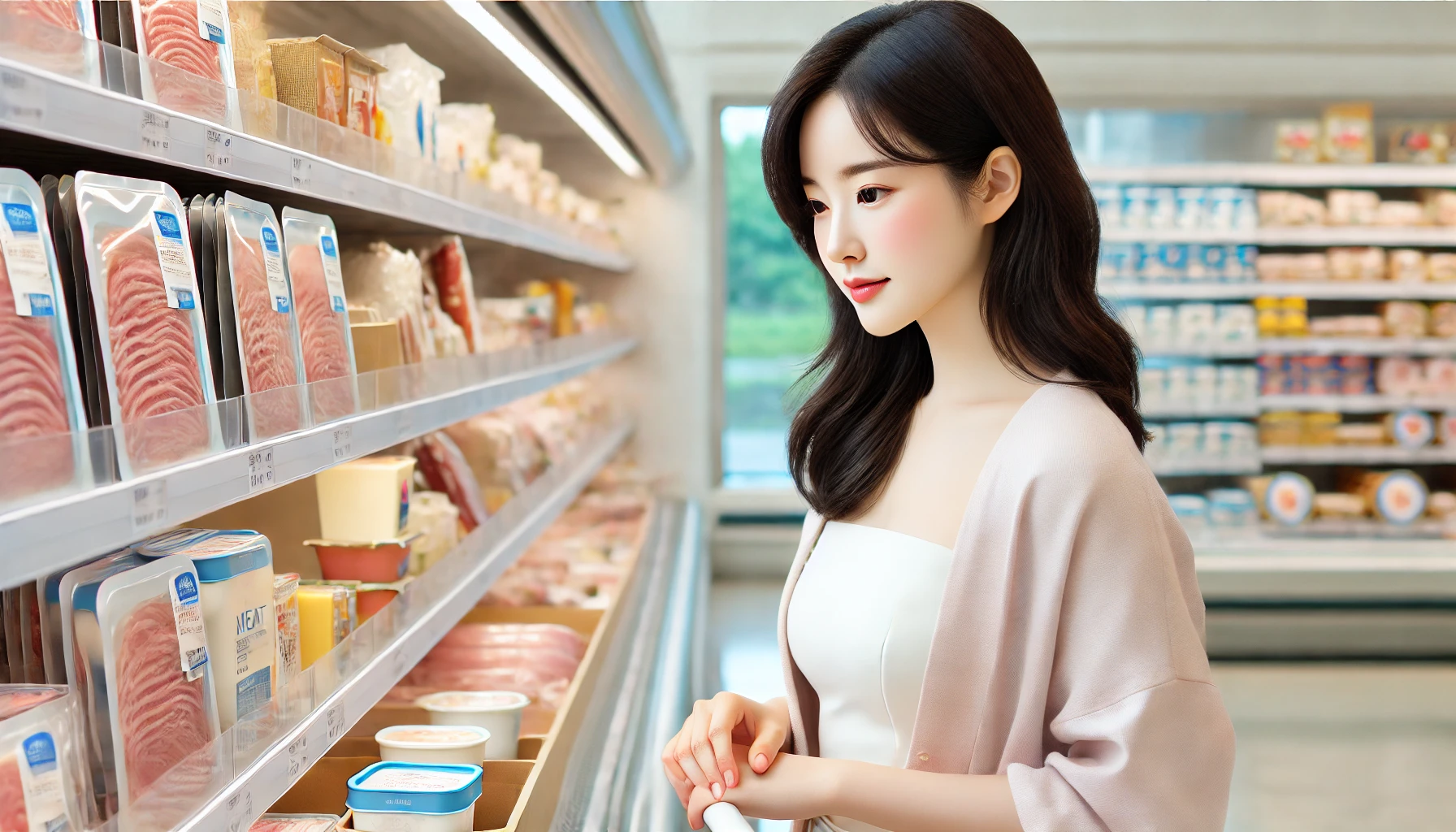 축산물가공품을 고르는 이미지