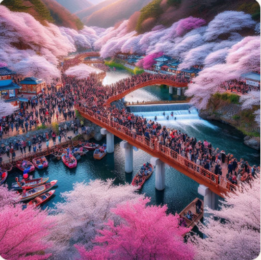 2025년 진해 군항제 벚꽃 축제의 아름다운 벚꽃 장면