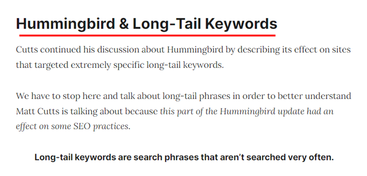 허밍버드 및 롱테일 키워드 이미지