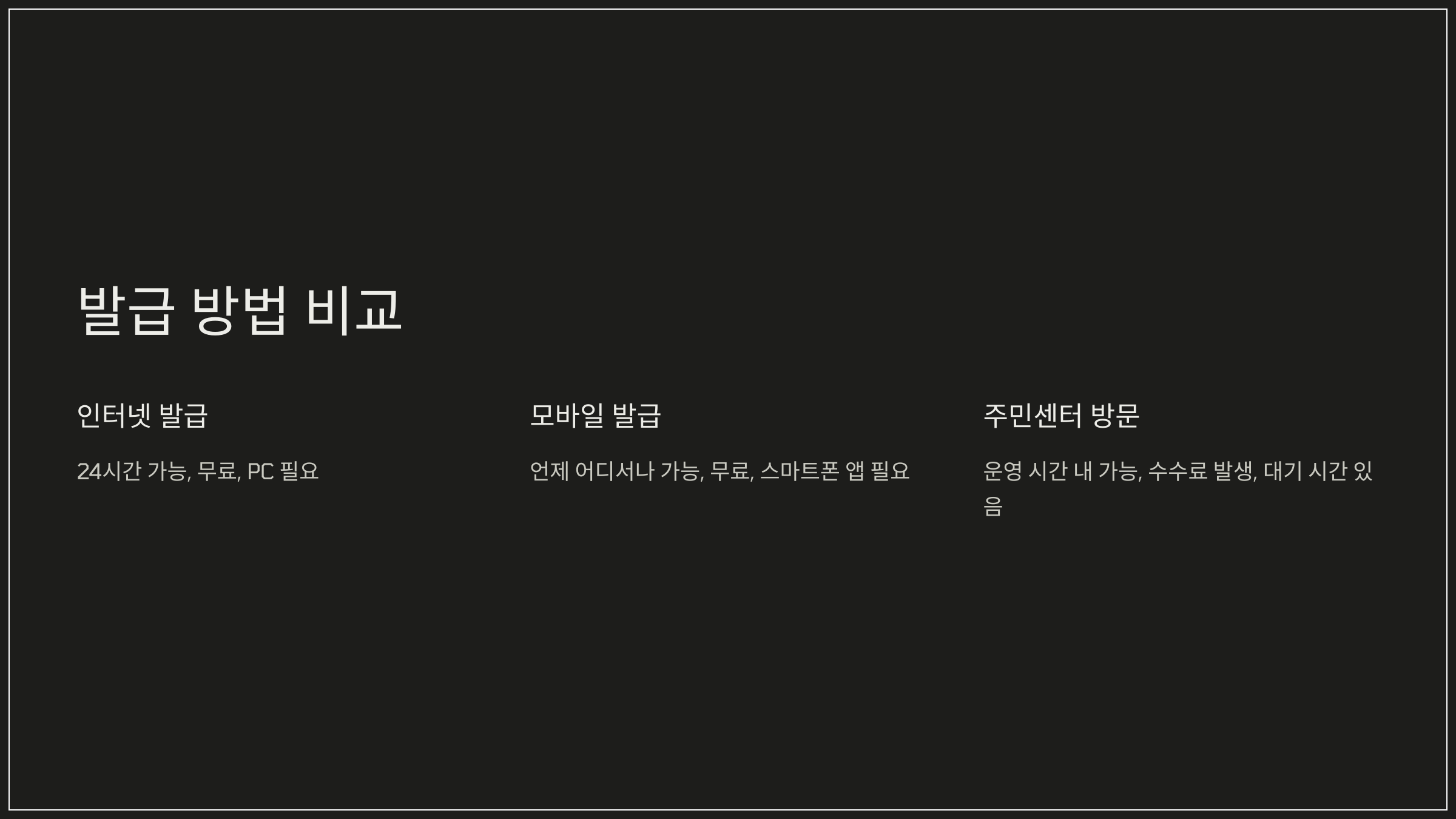 발급 방법 비교