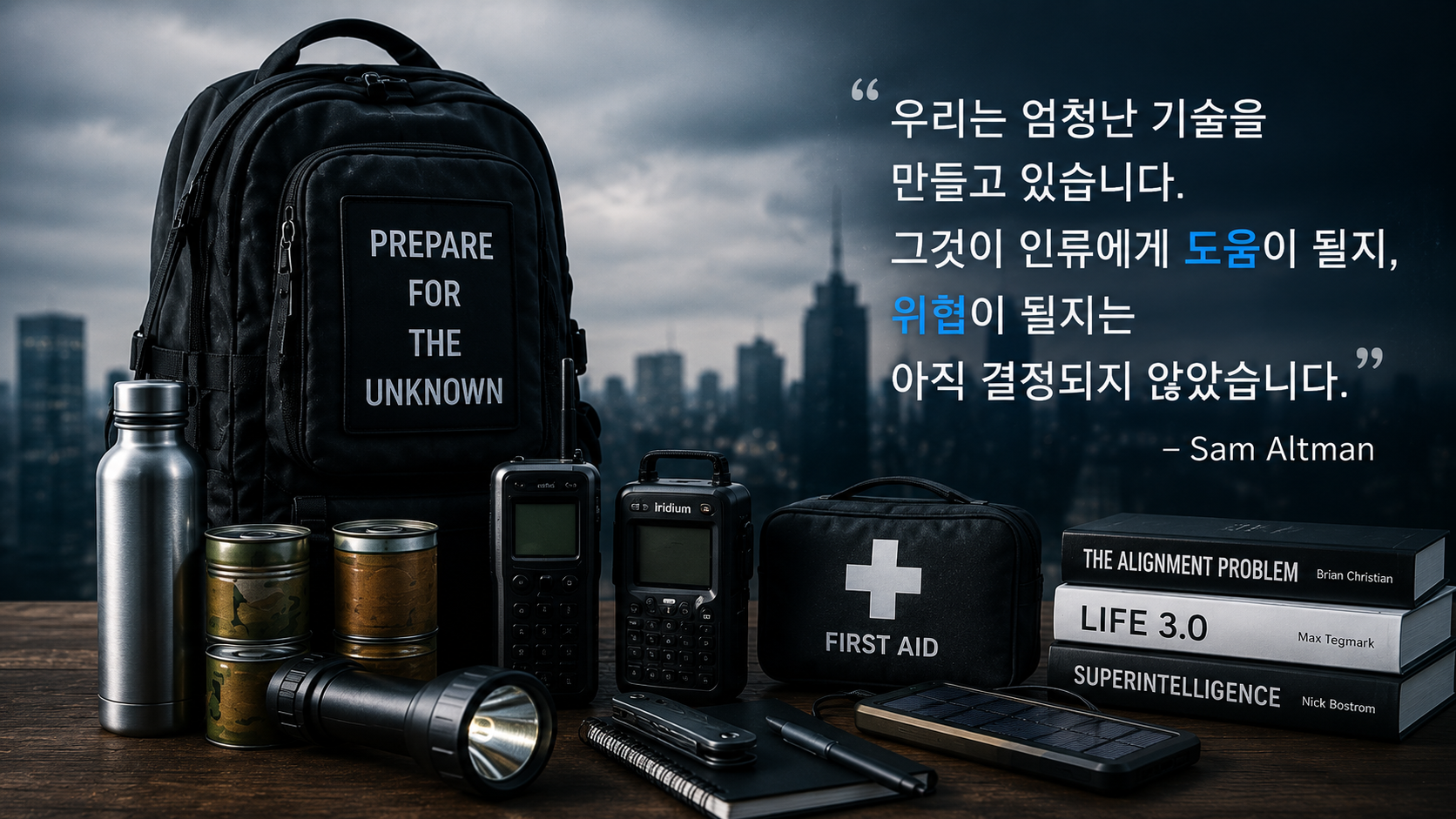 Emergency preparedness kit representing concerns about advanced AI risks and uncertainty