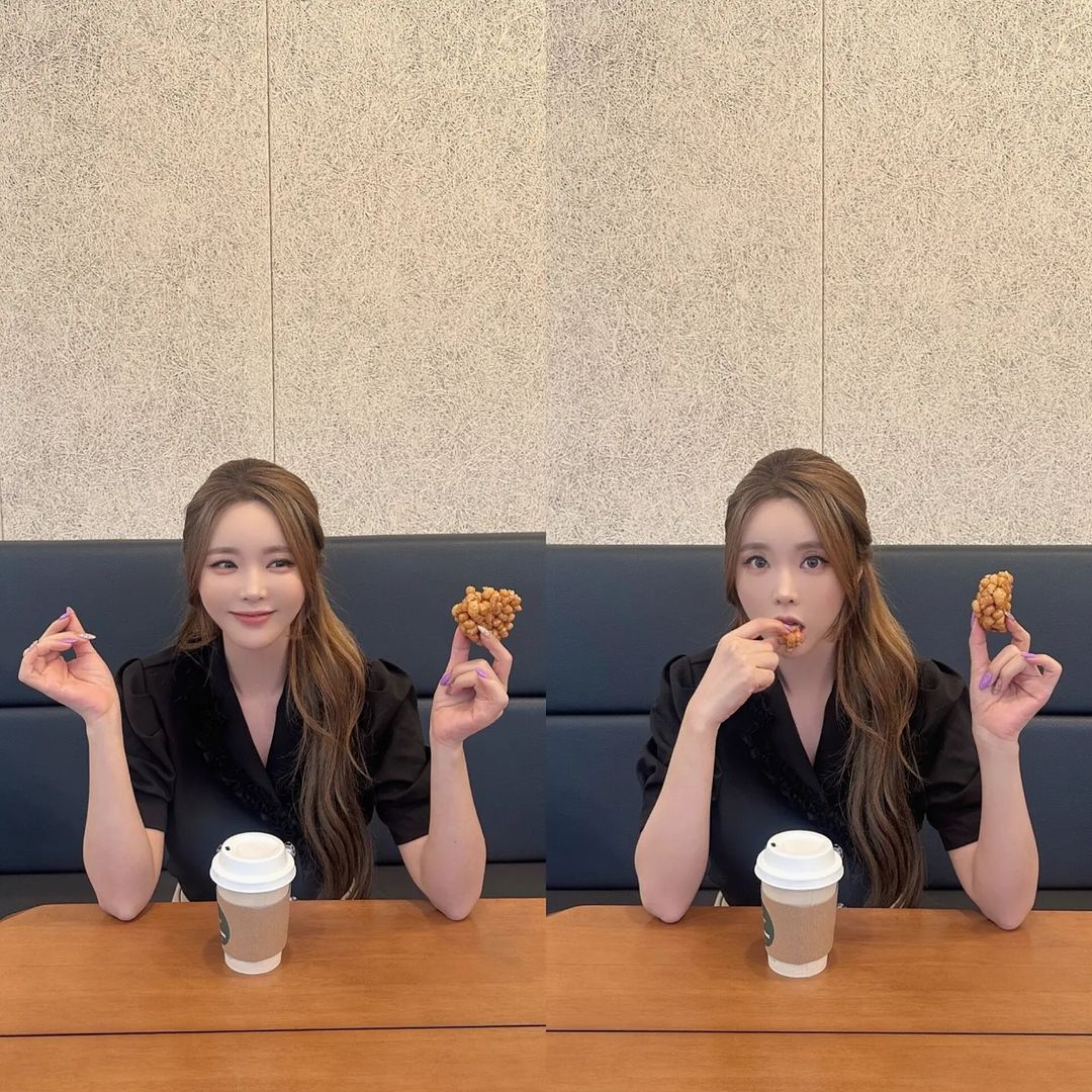 오란다 먹고 즐거워 하는 홍진영