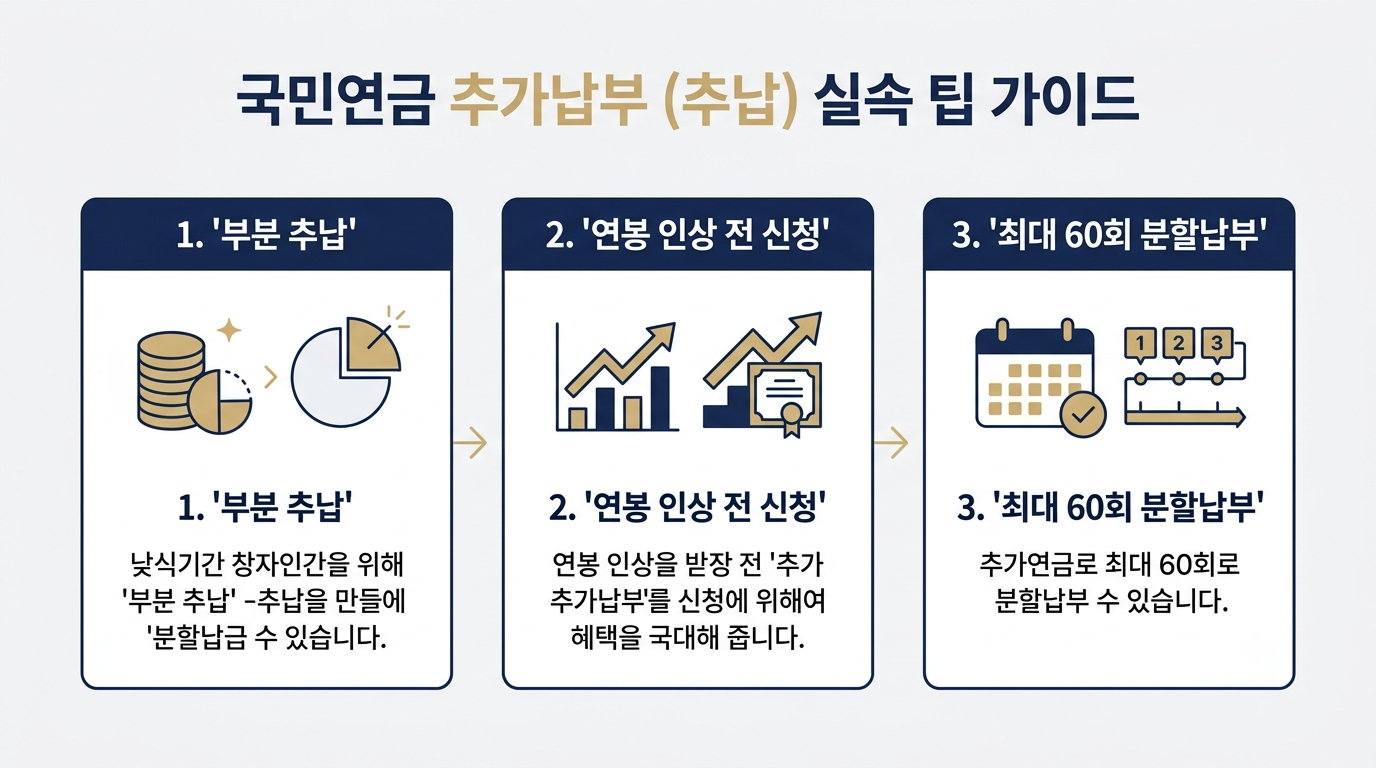 직장인 국민연금 추납 절세 및 비용 절감 실전 팁 부분추납 연봉인상 전 신청 분할납부