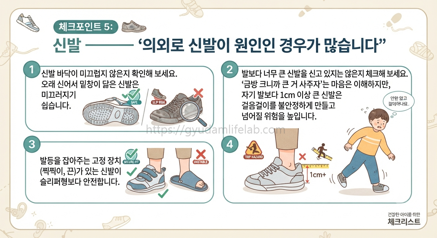 체크포인트 5 신발 &mdash; 의외로 신발이 원인인 경우가 많습니다 인포그래픽