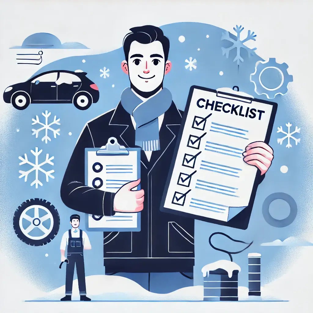 자동차 점검 체크리스트를 들고 있는 남성