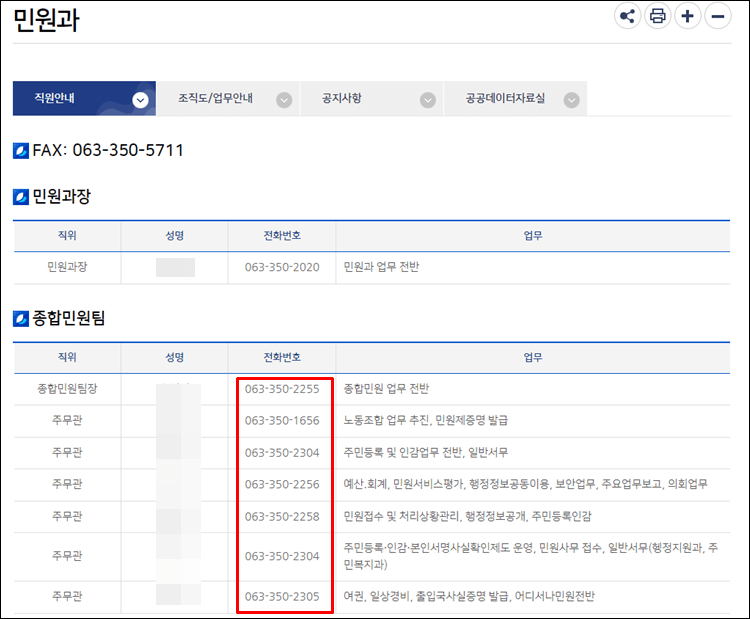 장수군청-전화번호