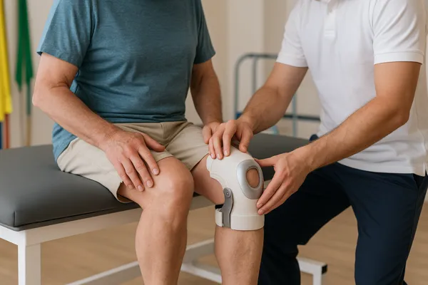 무릎 재활 중인 남성