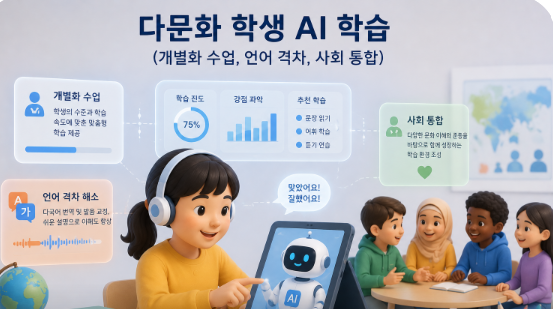 다문화 학생을 위해 ai가 교육을 하는 모습